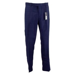 The Mens Store Bloomingdales Dress Pants Classic Fit Tonal-Check Wool Navy 32x32